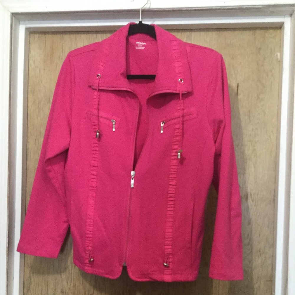 Zip front Barbie pink light sweat style jacket Size  petite small